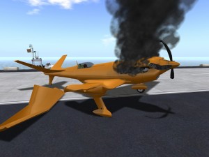 I managed to clip my wing and destroy my prop on takeoff, leaving my right wing on the ground and my prop scratched and bent.